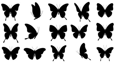 Poster - Elegant butterfly silhouettes collection for diverse design and artistic applications