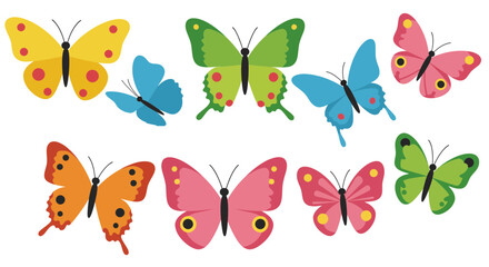 Poster - Colorful butterflies in assorted designs isolated on a clean white background ready to be used