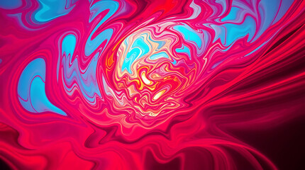 Poster - A swirling abstract background features a vibrant explosion of red, blue, and yellow hues