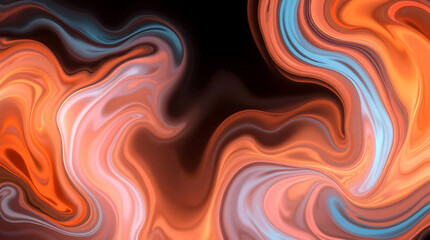 Poster - An abstract fluid art background with swirling orange and blue hues creates a dynamic texture