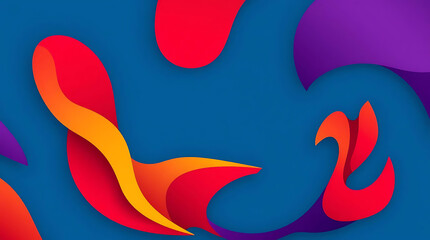 Poster - Abstract fluid shapes in red, orange, and purple create a vibrant background design
