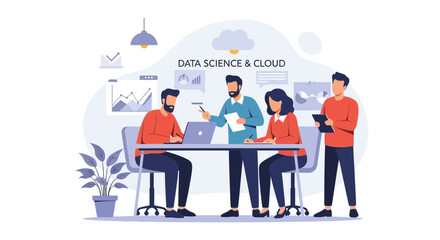 Poster - Data Visualization Team Working On Cloud Solution For Business Analytics Report