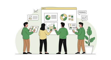 Poster - Diverse Team Collaborating On Data Analysis And Strategy Development In Modern Office Space