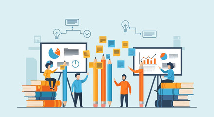 Poster - Effective Teamwork Presentation And Brainstorming For Business Success Strategy Planning
