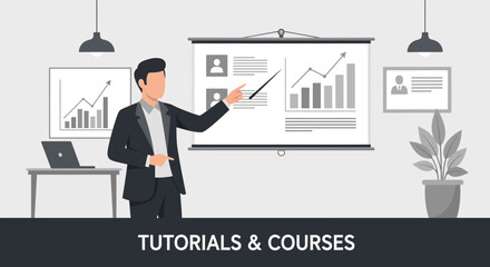Poster - Elegant Business Presentation With Data And Charts For Training And Education