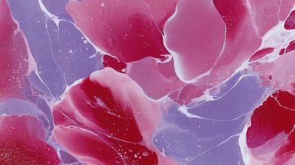 Poster - Colorful abstract art featuring red and purple fluid shapes blending together in a modern style