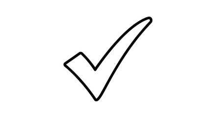 Poster - A simple black outline of a check mark, isolated on white background, representing approval or validation