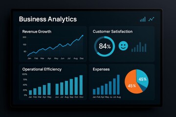 Poster - Business analytics dashboard showing revenue growth and satisfaction