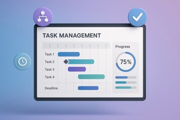 Poster - Task management interface showing progress and deadlines with icons