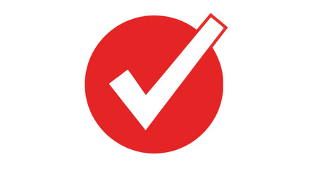 Poster - A white check mark inside a red circle, isolated on white background, symbolizing approval, success, and correct validation