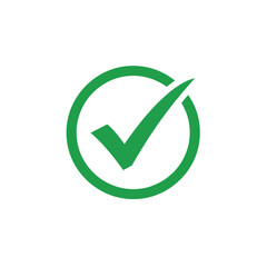 Poster - A green check mark inside a green circle is isolated on white background, symbolizing agreement and positive confirmation