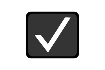 Poster - A white check mark is displayed inside a black square isolated on white background