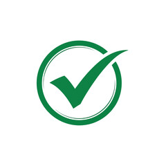 Poster - A green check mark is displayed inside a green circle, indicating success, isolated on white background
