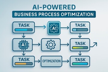 Poster - Diagram showing ai powered business process optimization flow chart