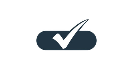Poster - A white check mark on a dark toggle button signifies approval and validation, isolated on white background