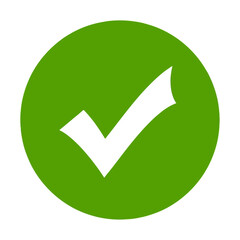 Poster - A white check mark inside a green circle isolated on white background, symbolizing approval, confirmation, and a positive choice