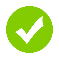 Poster - A green check mark inside a green circle isolated on white background, representing approval and success