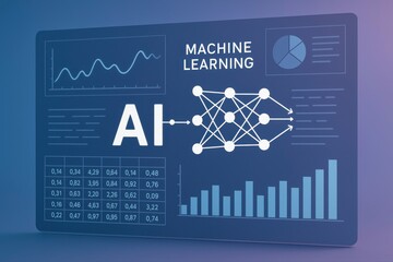 Poster - A screen displaying ai, machine learning, and various data graphics