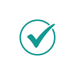 Poster - A teal check mark inside a circle isolated on white background signifies approval and validation