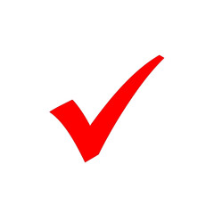 Poster - A red check mark isolated on white background signifies approval and validation