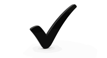 Poster - A black check mark stands out, isolated on white background, symbolizing approval and successful completion