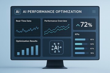 Poster - Monitor showing ai performance optimization with charts and graphs