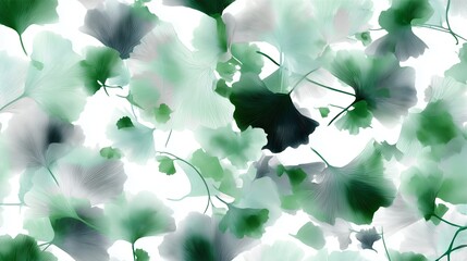 Poster - Green ginkgo leaves create an elegant and soothing pattern suitable for nature-themed decor