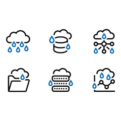 Poster - Cloud Data Backup and Recovery Modern Line Icons Set Blue and Black