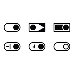 Poster - Collection of Six Modern Toggle Switch Icons On Off and Volume Control Symbols in Minimalist Black and White Style