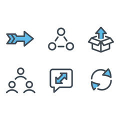 Poster - Modern Flat Icons Network Sharing Upload Teamwork Communication and Renewal Process