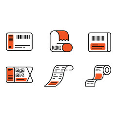 Poster - Modern Minimalist Orange and Gray Barcode and QR Code Label Icons Set