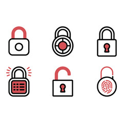 Poster - Modern Padlock Icons Security Privacy and Access Control Symbols in Flat Design Style