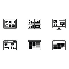 Poster - Modern UI Dashboard Icons Clean Minimalist Black and White Web Design Elements for App Development and Marketing