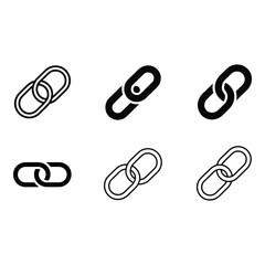 Poster - Six Bold Black Link Chain Icons Connection Network Web Technology Website Symbol Set