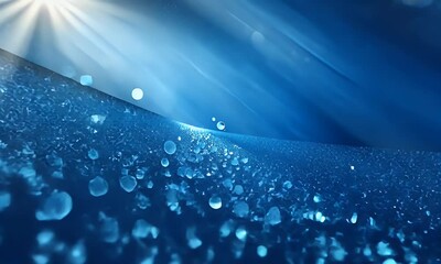Wall Mural - abstract blue background with glowing particles and light rays