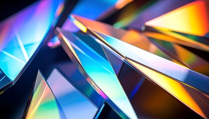 Poster - Abstract Glass Shards Reflecting Vibrant Iridescent Colors