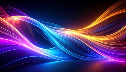 Poster - Abstract Glowing Wave Background with Vibrant Colors and Dynamic Flow