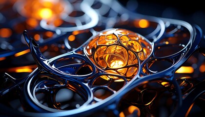 Poster - Abstract Sphere Surrounded by Intricate Metal Web