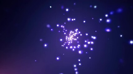 Fototapete - Glowing particles expanding in space on dark background