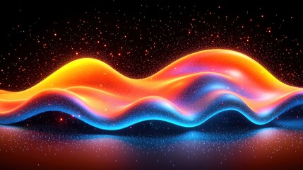 Fototapete - Abstract, glowing, wavy, liquid, vibrant colors