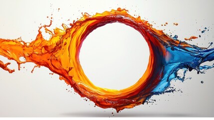 Fototapete - Vibrant liquid splashes form a circle