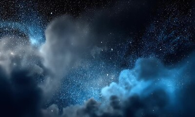 Wall Mural - Dark Blue Night Sky with Sparkling Stars and Clouds