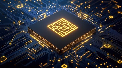 Poster - Close-up of a Central Processing Unit (CPU) on a Motherboard
