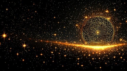 Fototapete - Cosmic mandala, golden glow