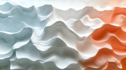 Fototapete - Abstract wavy landscape in cool and warm colors