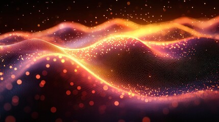 Fototapete - Abstract glowing particles waves