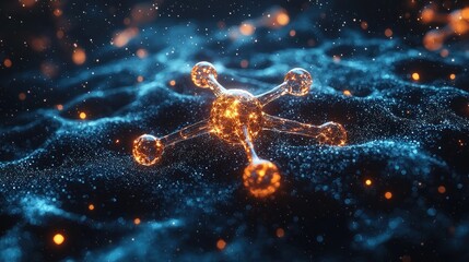 Fototapete - Complex molecule on a dark surface