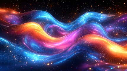 Fototapete - Abstract swirling, vibrant colors, flowing,  glowing  energy waves