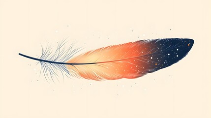 Poster - A minimalist flat of a feather in vibrant gradient colors centered on a pure white background with no additional details