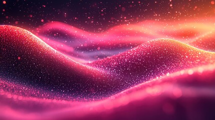 Fototapete - Abstract glowing pink waves of light